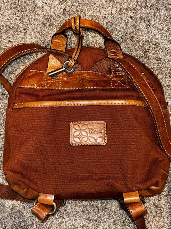 Vintage Fossil Mini Leather Backpack main image 5